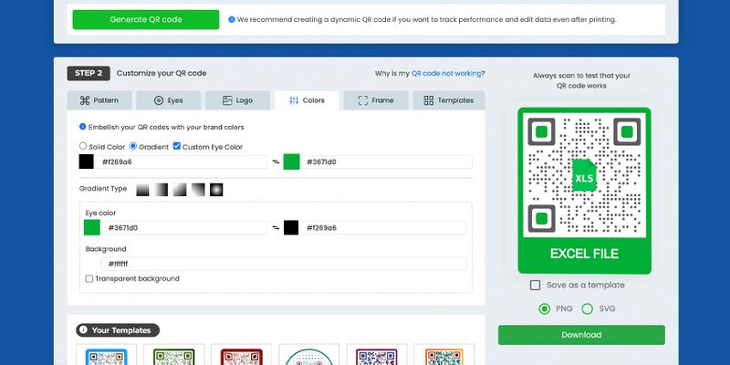 Excel QR code generator