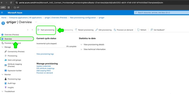 Start provisioning SCIM provisioning