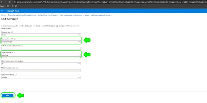 Edit attribute MS azure admin credentials