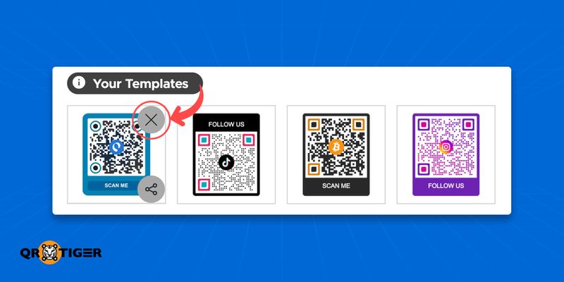 Click x icon to delete template Click delete icon