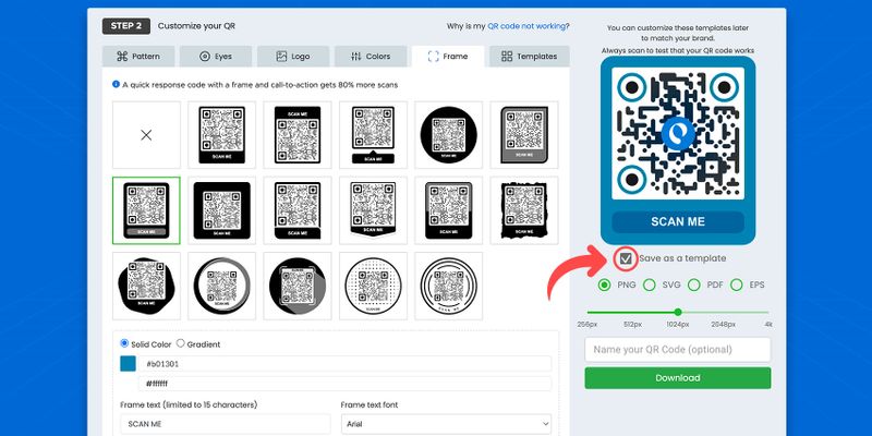 Saving QR design as template Share QR code design template