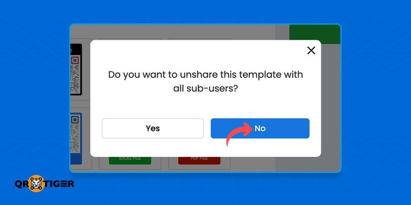Prompt asking to unshare with sub-users Unshare confirmation pop-up window