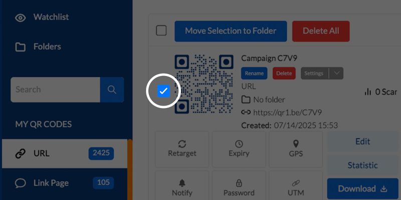Checkbox QR code