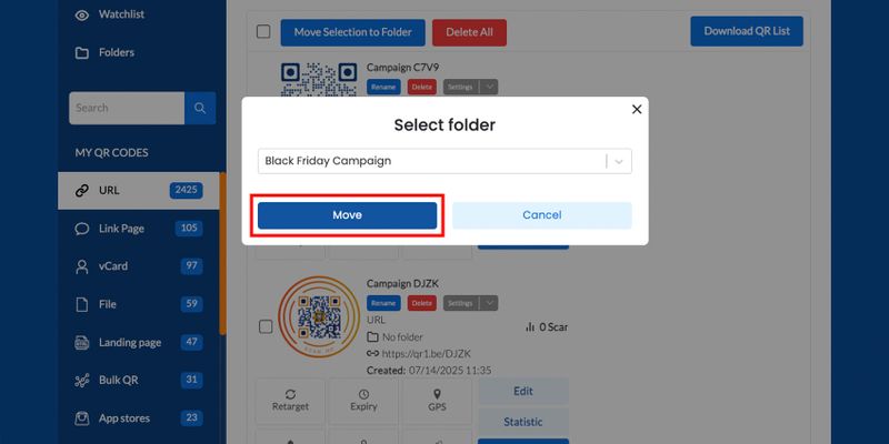 Move button pop-up