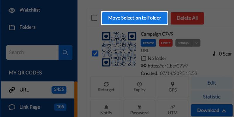 Move to folder button