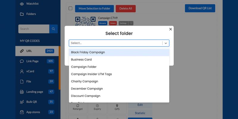 Pop up to select folder