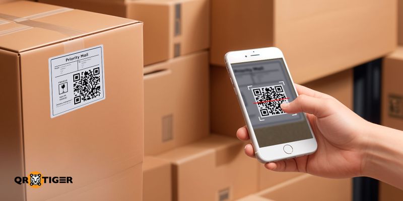 QR code on unexpected packages Delivery package with QR code