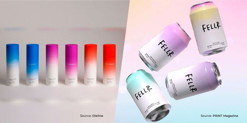 Product packaging with pastel gradient Pastel colored packaging