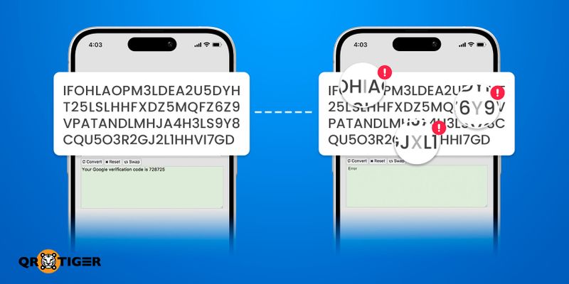80 digits numeric codes prone to human error 80 digit codes