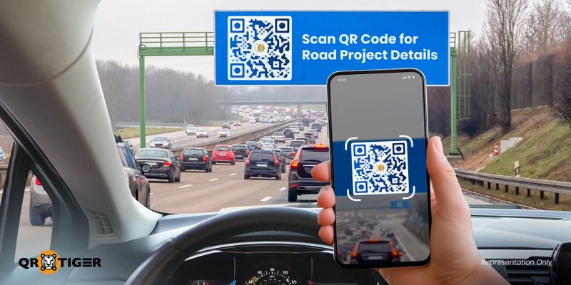 Highway QR code signboard for road updates Scanning QR code signboards
