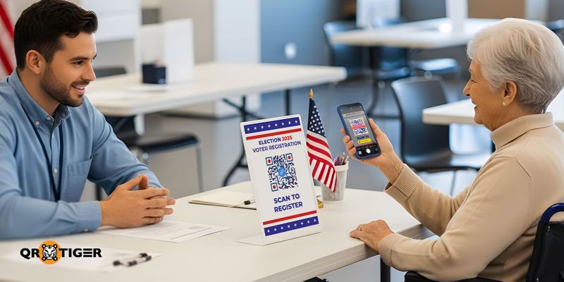 QR code for voting system aid