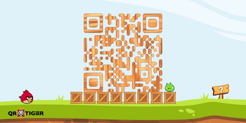 Angry birds wooden QR code