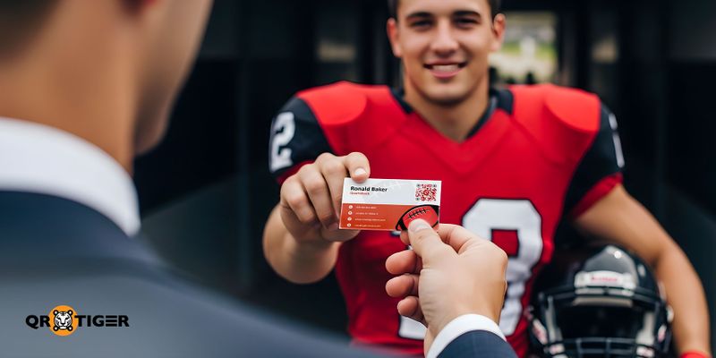 Football QR code vcard Business card football QR code