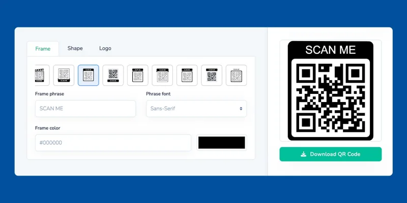 QR code with rounded frames