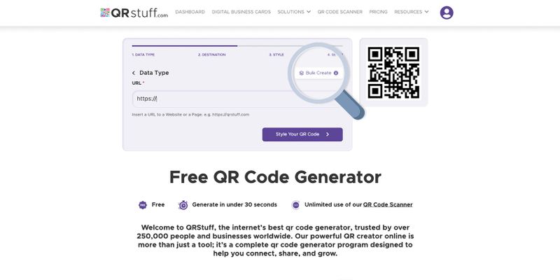 QRStuff QR code generator for bulk QR code
