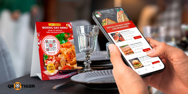 Access holiday special dishes with a QR code Boxing day restaurant QR code