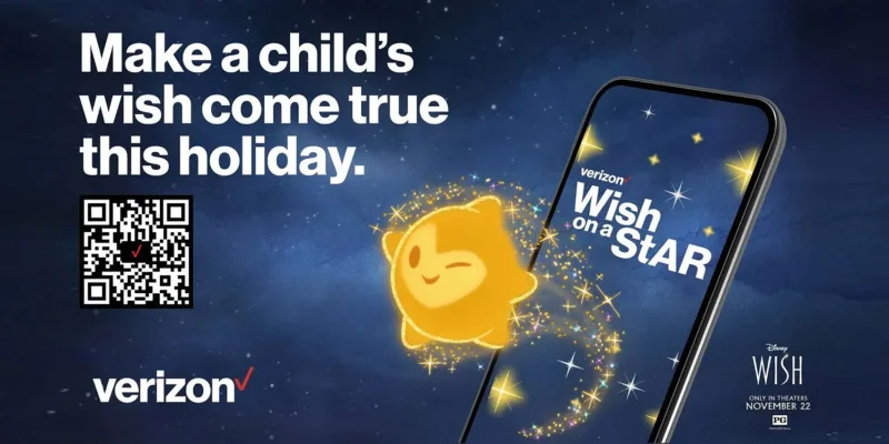 Holiday QR code campaign by Disney and Verizon Wish on a StAR QR code