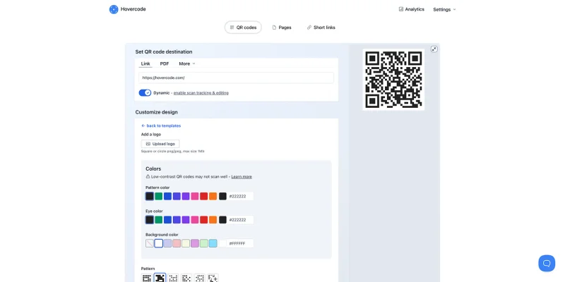 Hovercode QR generator with logo