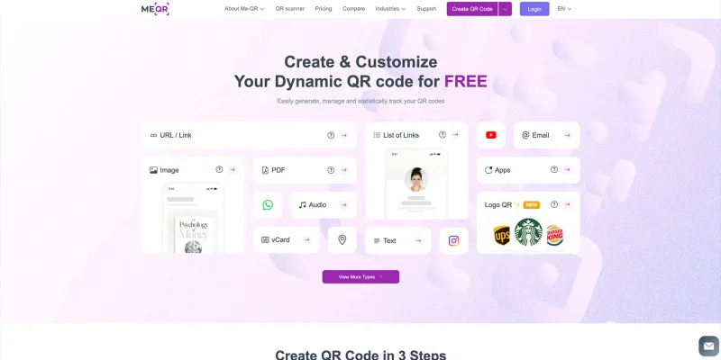 Me-QR QR code generator homepage