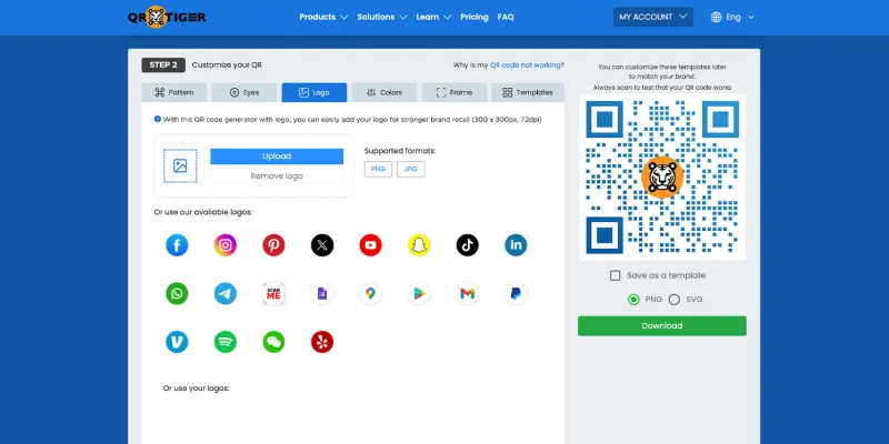 QR tiger code generator