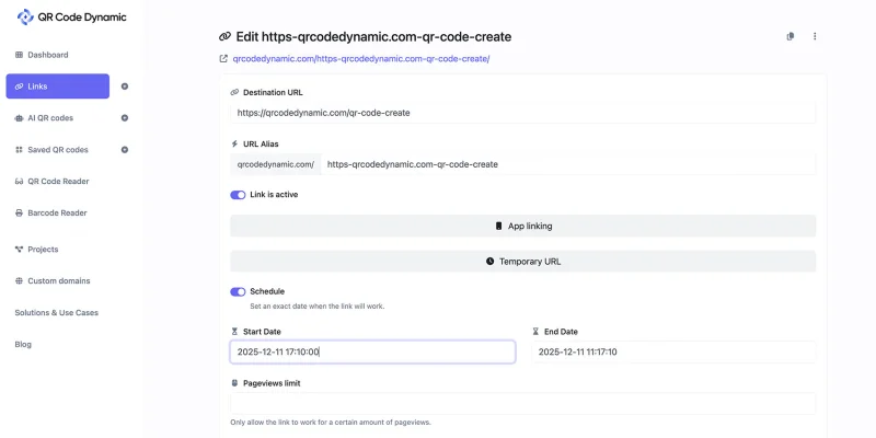 QR code dynamic expiry