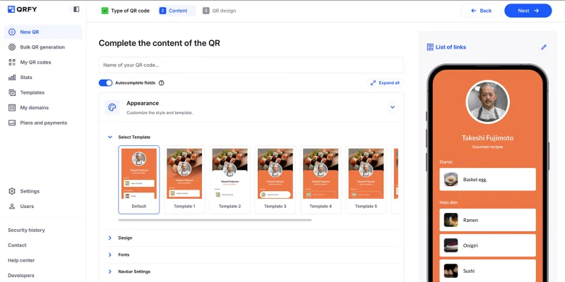 Qrfy QR code generator for multiple links