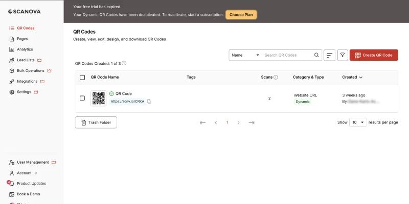 Scanova expiry feature