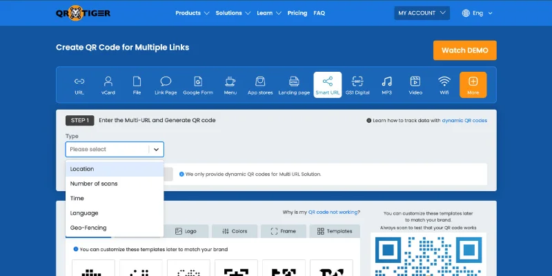 QR code generator for multiple links