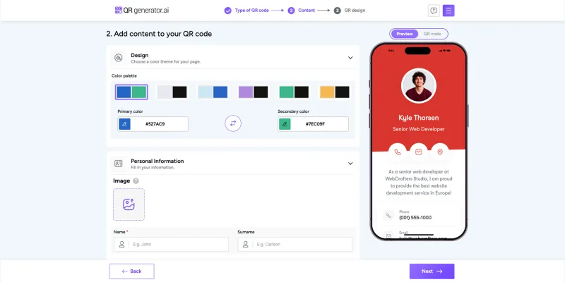QR generator AI vcard solution