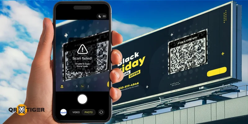 Pixelated QR code causes scan failure Pixelated QR code on billboard display