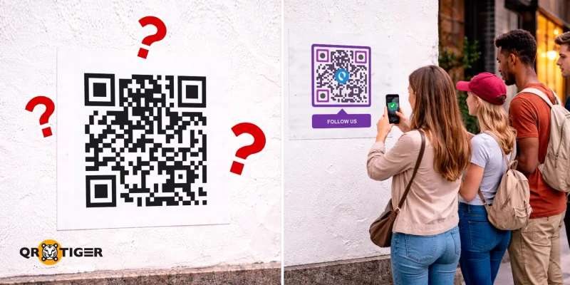 QR code with unclear call to action QR code without clear scan message