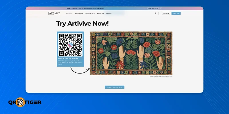 Artivive augmented reality QR code