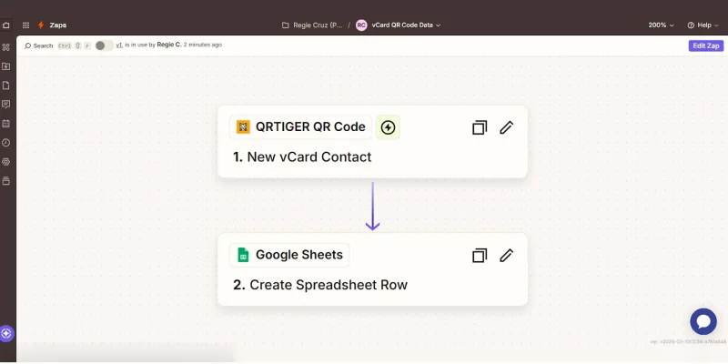 QR TIGER to Google Sheets automation setup Zapier workflow QR data