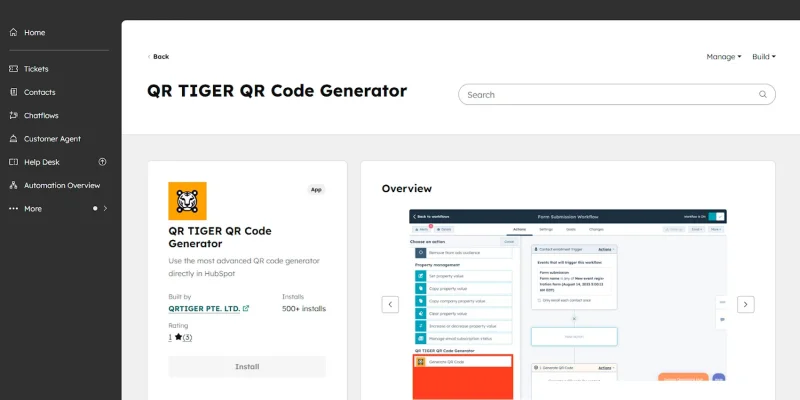QR TIGER integration install page