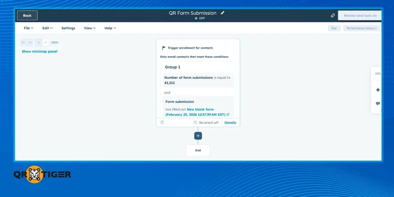 HubSpot workflow trigger for QR submissions