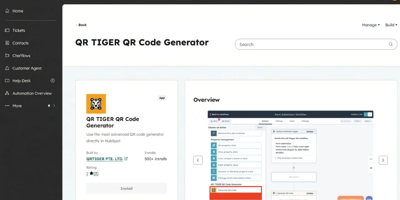 HubSpot QR TIGER app integration