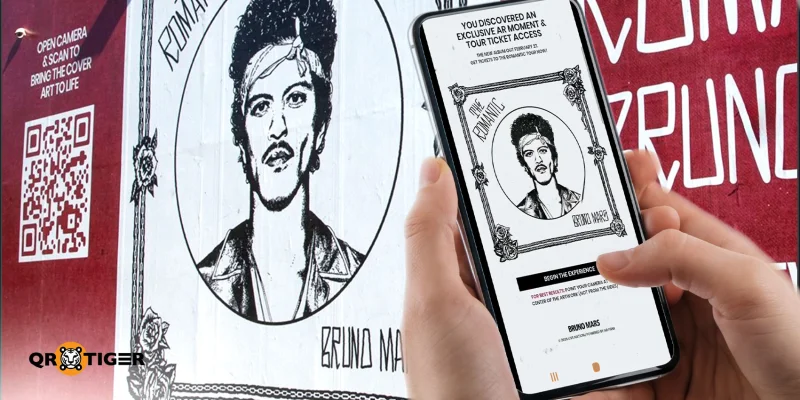 The Romantic covers in LA with QR codes Bruno Mars album with QR