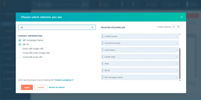 HubSpot QR campaign contact tagging fields