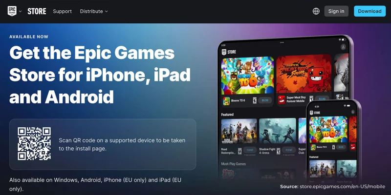 Epic games mobile QR code