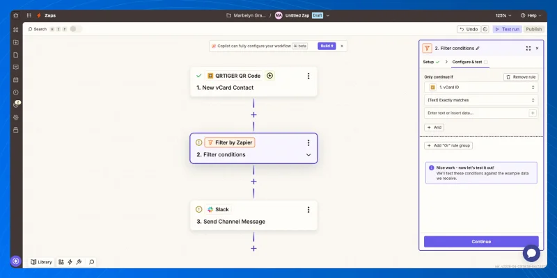 Zapier filter for high value QR leads