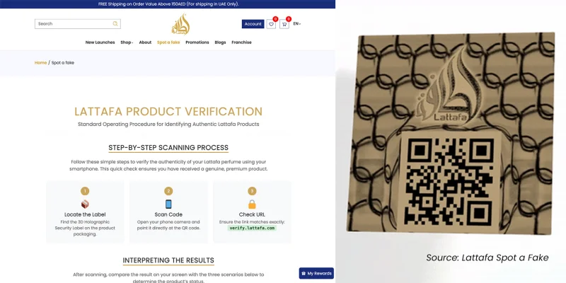 Lattafa perfume QR code Perfume QR code authentication