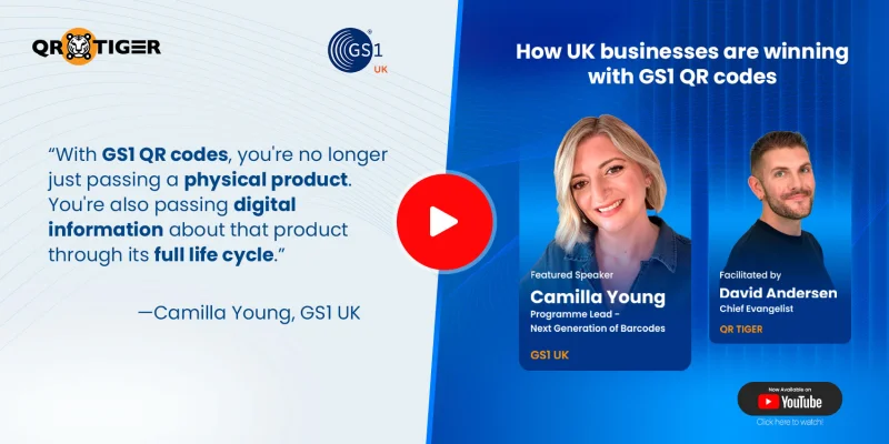 Watch the full GS1 webinar QR TIGER and GS1 UK webinar thumbnail