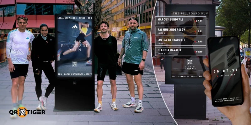 Adidas Billboard Run QR code campaign Adidas Billboard Run QR code display