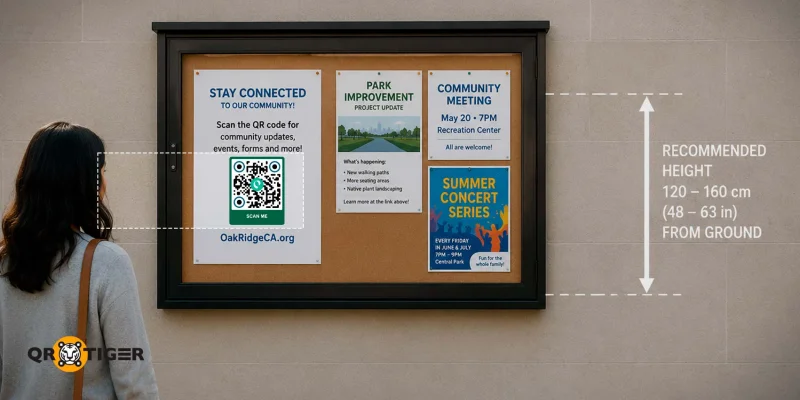 Recommended QR code placement on noticeboard