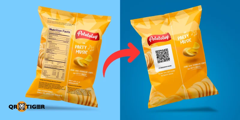 QR code placed on a product packaging Improved product packaging