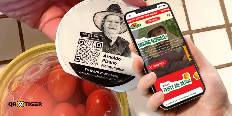 NatureSweet tomato container QR code