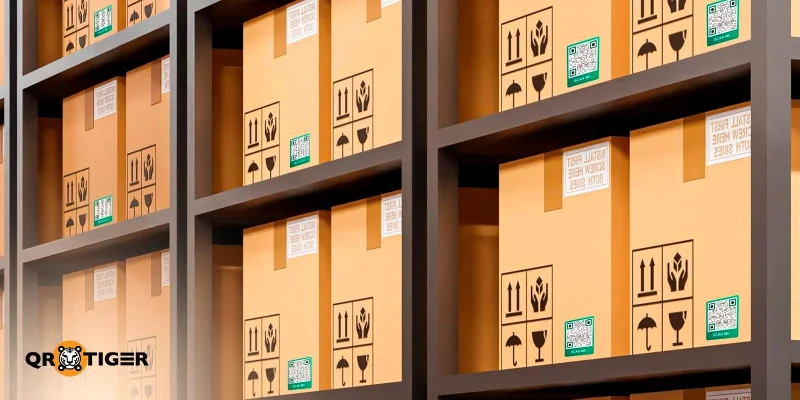 QR codes on warehouse shipping boxes