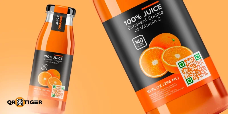 QR code on orange juice bottle