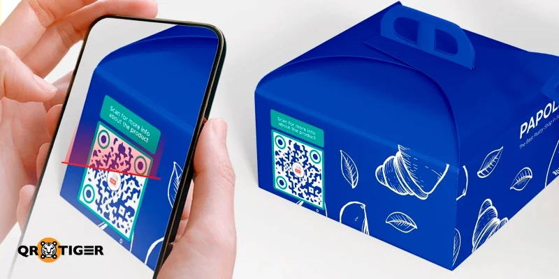Phone scanning QR code on box