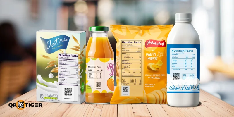 Food products showing GS1 QR code packaging Packaging with GS1 QR codes
